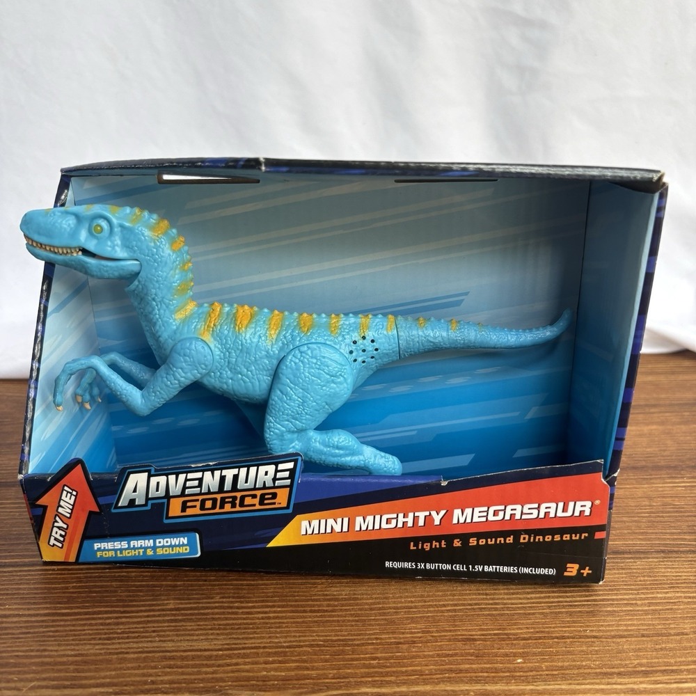 Adventure Force Mini Mighty Megasaur Blue Raptor Light & Sound Dinosaur Toy
